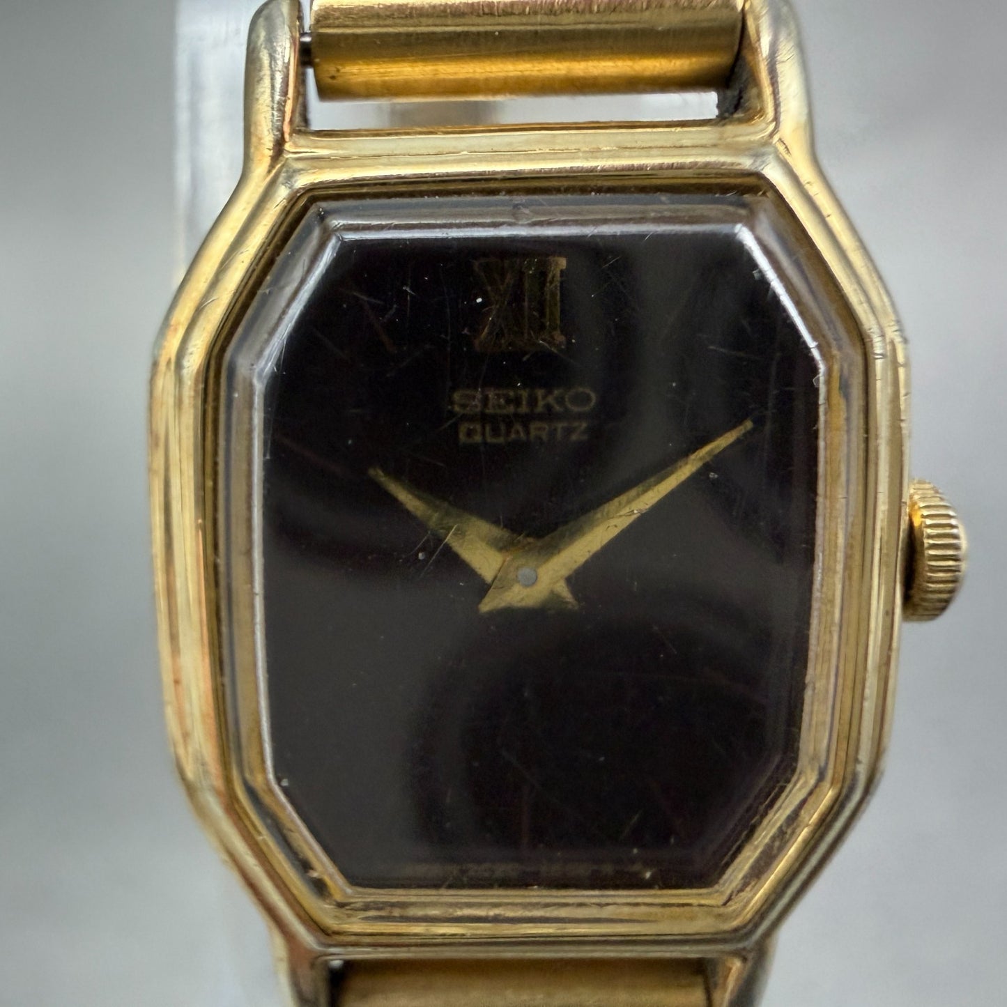 Seiko Watch Women 16mm Brown Dial Gold Tone Octagon 2c20-5769 New Battery1