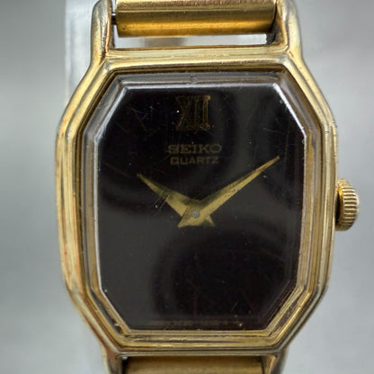 Seiko Watch Women 16mm Brown Dial Gold Tone Octagon 2c20-5769 New Battery1
