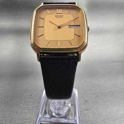 Seiko Watch Men 30mm Gold Dial Gold Tone Rectangle 7433-5009 READ!!! New Battery5