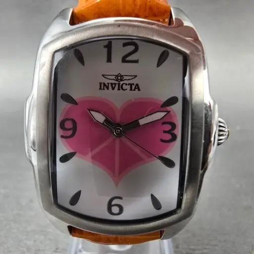 Invicta Lupah Watch Women 29mm White Dial Silver Tone 19840 New Batt Pink HeartO2
