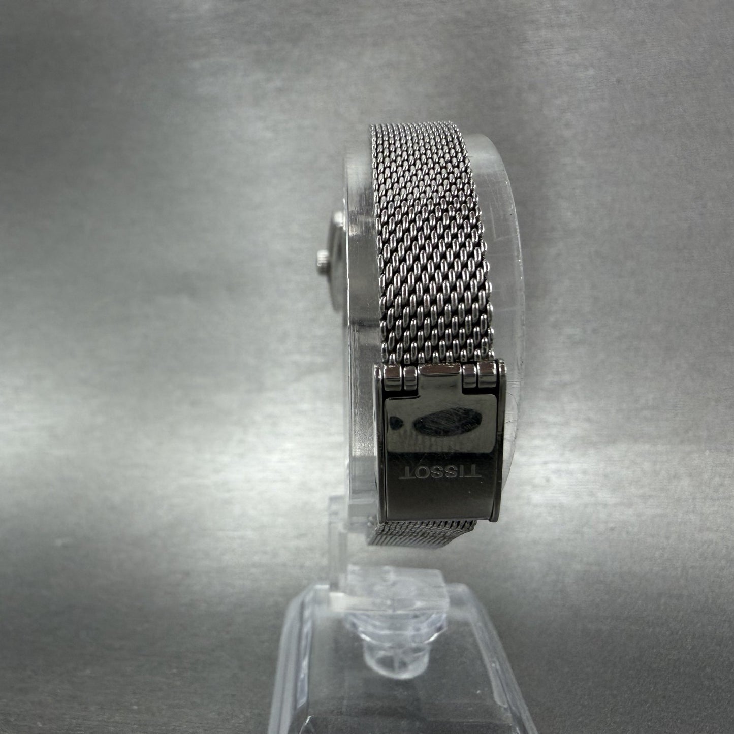 Tissot Tank Watch Women 20mm Blue Dial Steel Rectangle Mesh Band New Battery7