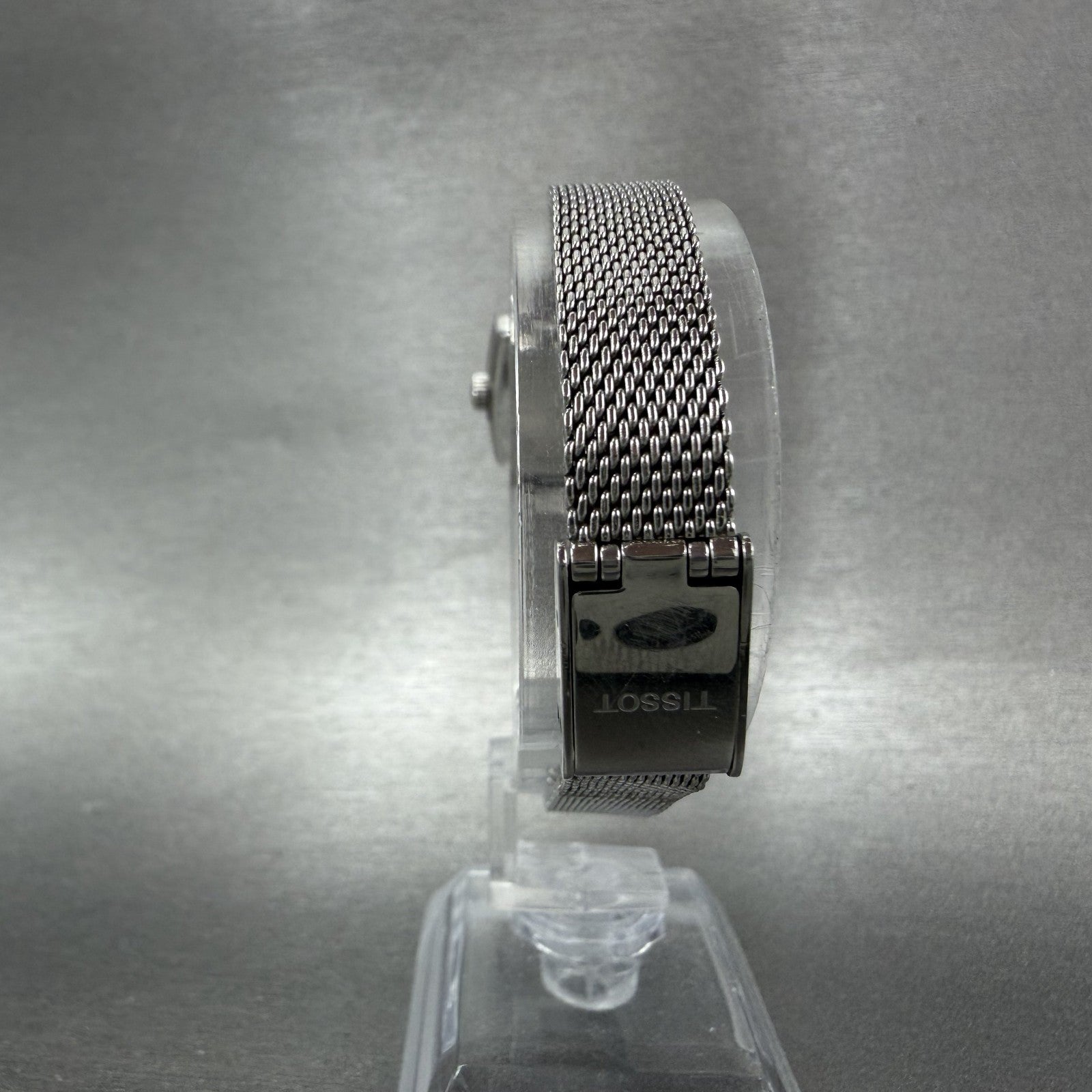 Tissot Tank Watch Women 20mm Blue Dial Steel Rectangle Mesh Band New Battery7