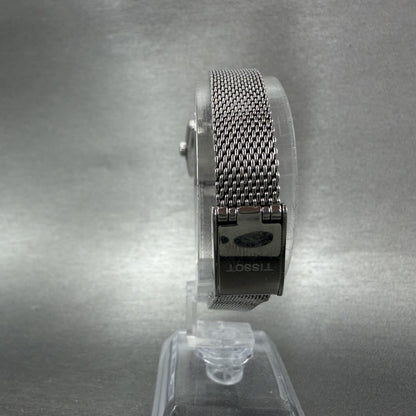 Tissot Tank Watch Women 20mm Blue Dial Steel Rectangle Mesh Band New Battery7