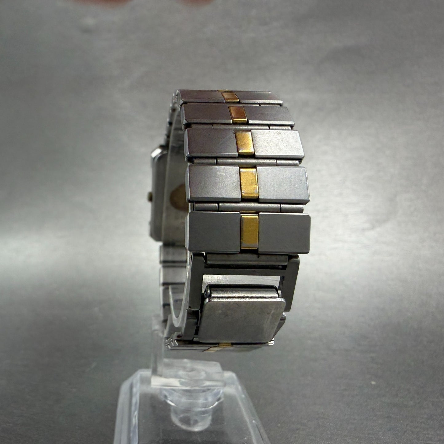 Seiko Tank Watch Men 24mm Champagne Dial Two Tone 5P30-5130 Rectangle PARTS8