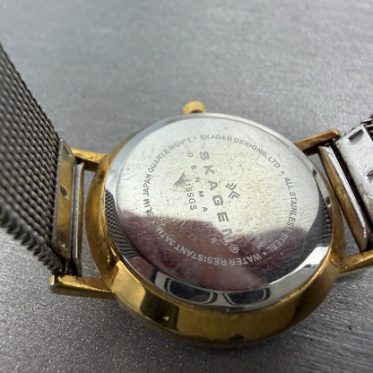 Skagen Watch Women 28mm Silver Dial Two Tone Date Round 16SGS New Battery ABCD9