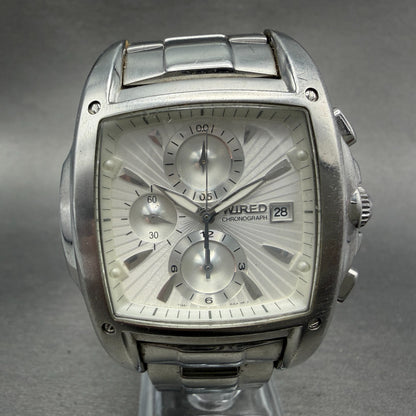 Seiko Wired Chronograph Watch Men 43mm White Dial Silver Tone Date New Battery0