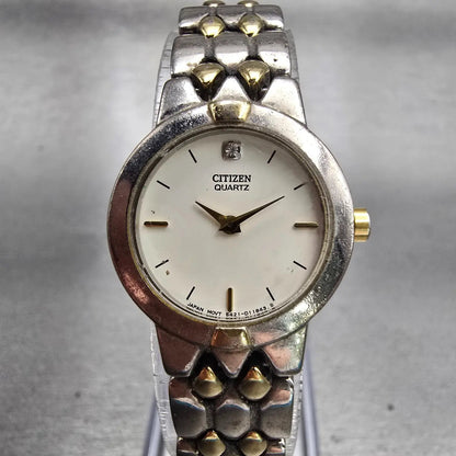 Citizen Watch Women 21mm White Dial Two Tone Round 5421-S93941 New Battery VTG0