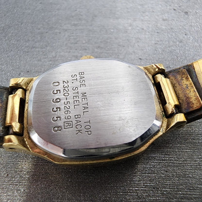 Seiko Watch Women 18mm Champagne Dial Gold Tone Rectangle 23205269 New Battery9
