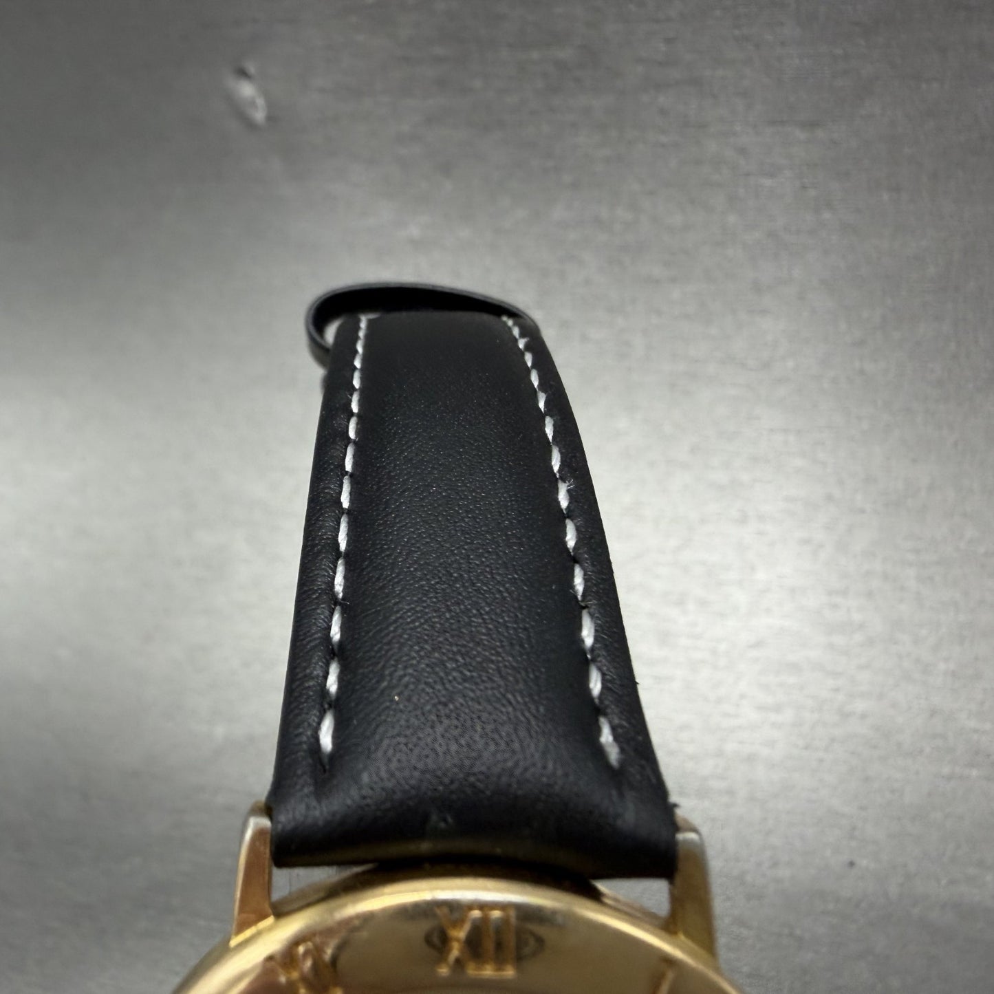 Fossil Watch Men 34mm Blue Mosaic Dial Gold Tone Round Leather band New Battery4