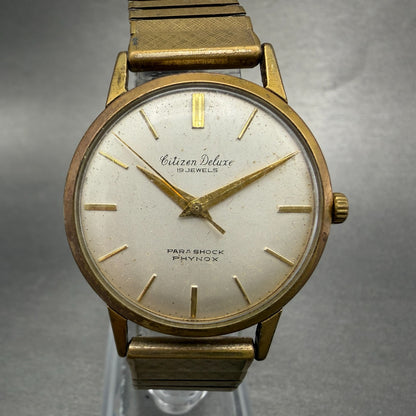 Citizen Deluxe Phynox Watch Men 34mm Silver Dial Gold Tone Manual 140809 PARTS0