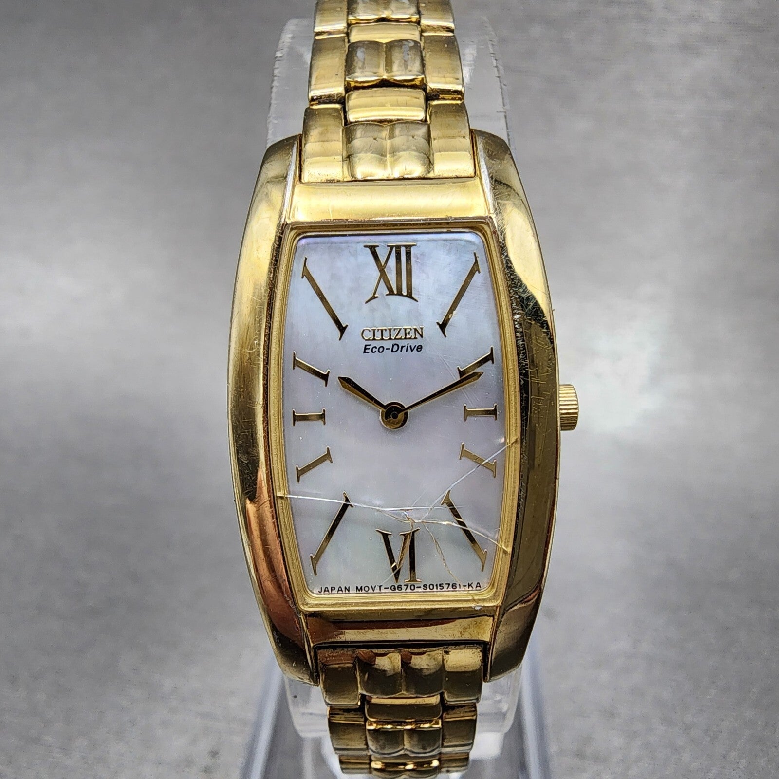 Citizen EcoDrive Stiletto Watch Women 18mm MOP Dial Gold Tone G670S008433 Runs0