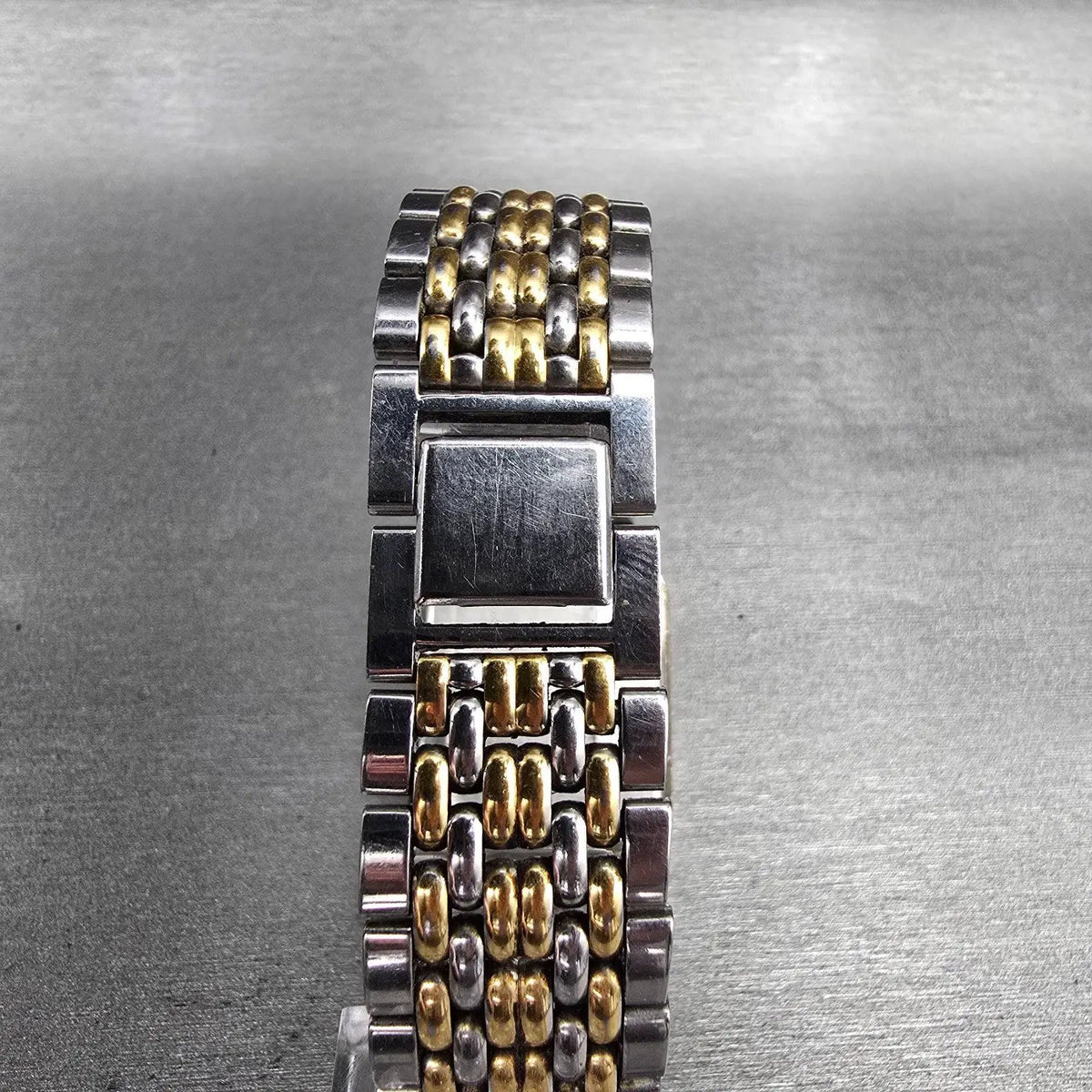 Seiko Tank Watch Men 26mm Gold Dial Two Tone Rectangle V701-5K99 New Battery VTG7
