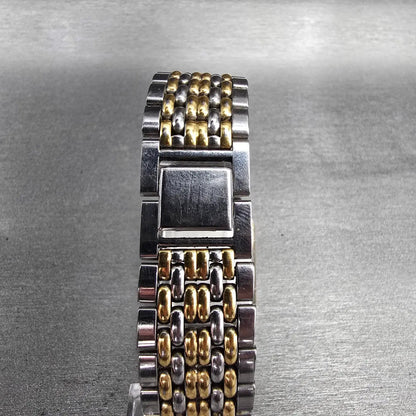 Seiko Tank Watch Men 26mm Gold Dial Two Tone Rectangle V701-5K99 New Battery VTG7