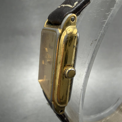 Bulova Tank Watch Women 18mm Champagne Dial Gold Tone 97L48 New Battery2