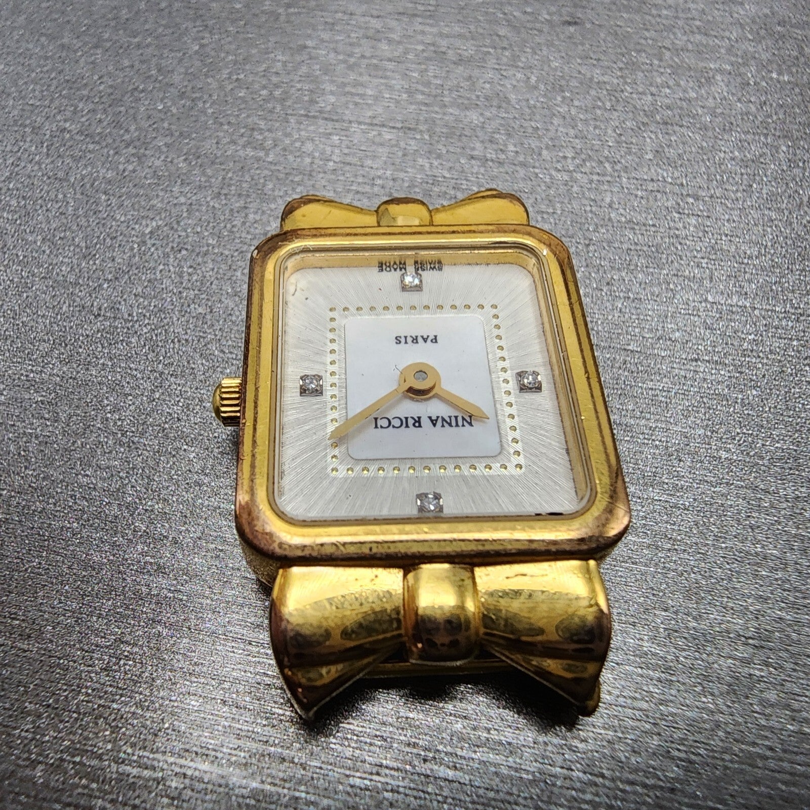 Nina Ricci Tank Watch Women 18mm MOP Dial Gold Plated Rectangle  New Battery4