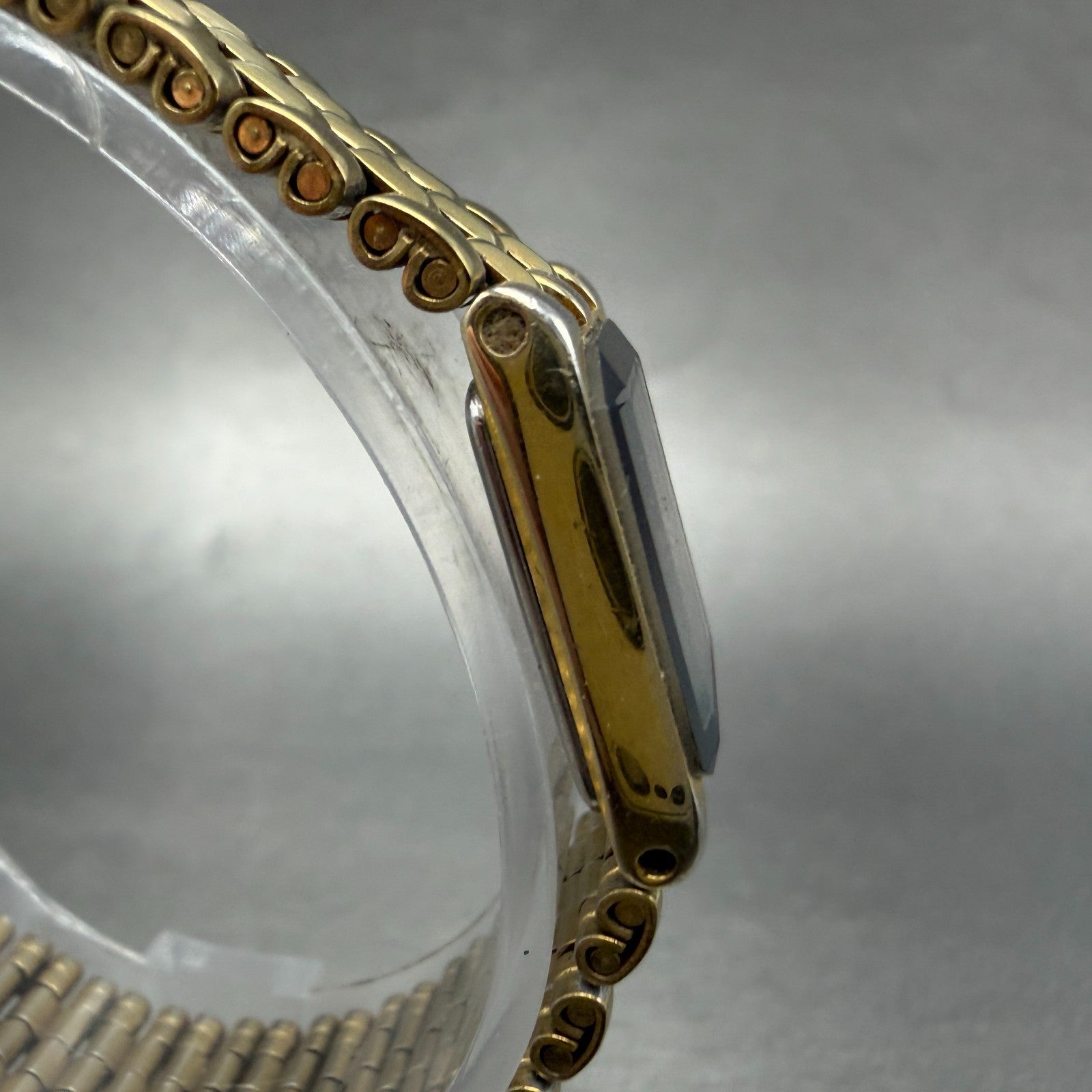 Citizen CQ Elegance Tank Watch Women 15mm Black Dial Gold Tone New Battery VTG3