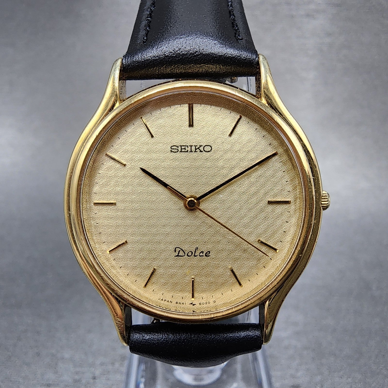 Seiko Dolce Watch Men 31mm Champagne Dial Gold Tone 8n416010 New Battery0