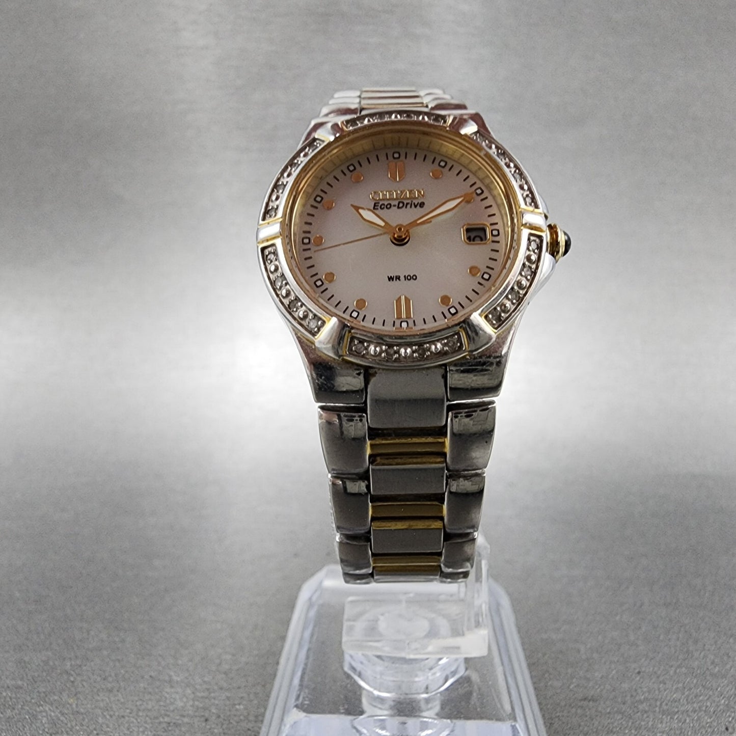 Citizen EcoDrive Watch Women 26mm MOP Dial Two Tone Date E011S044235 Works5