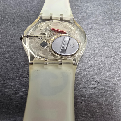 Swatch Paralympic Watch Men 35mm White Dial Clear Case Round GE213 New Battery13