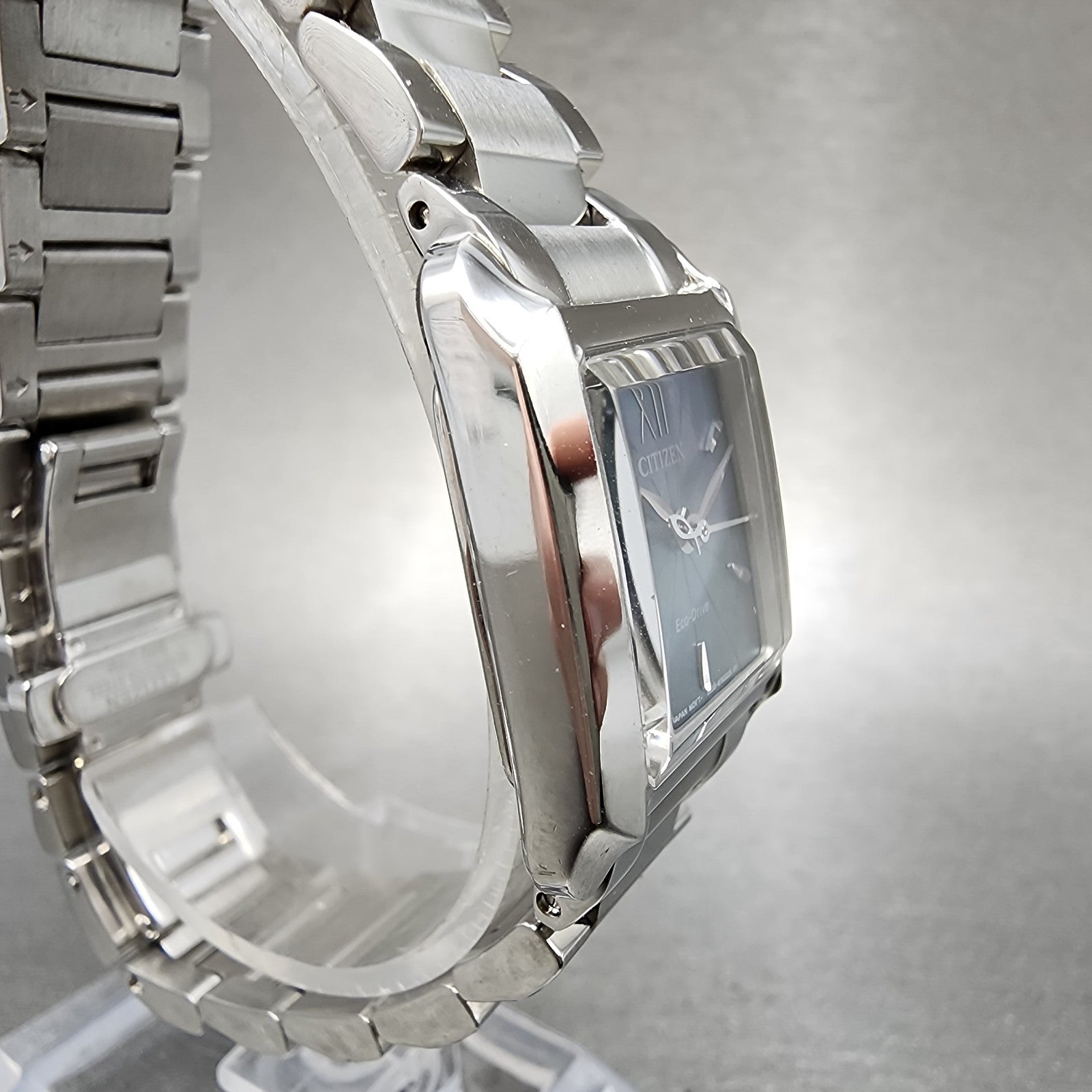 Citizen EcoDrive Tank Watch Women 22mm MOP Dial Silver Tone Rectangle Runs3