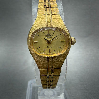 Citizen Seven Watch Women 18mm Champagne Dial Gold Tone 2030-069129 New Battery0