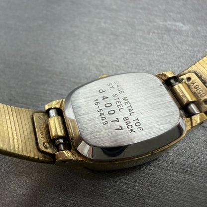 Seiko Tank Watch Women 16mm Champagne Dial Gold Tone Rectangle 16-5449 New Batt9
