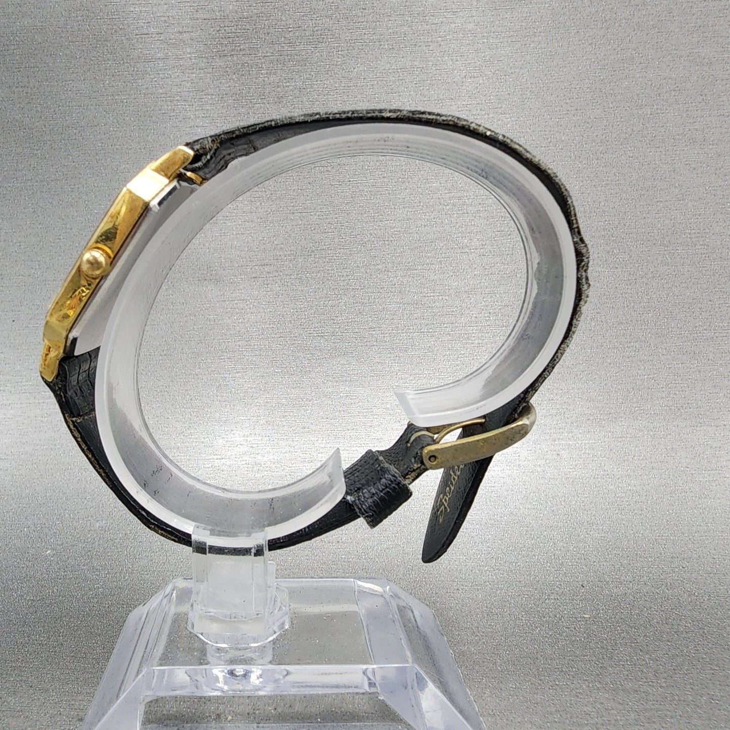 Seiko Watch Men 28mm Black Dial Gold Tone Octagon 65305210 New Battery6