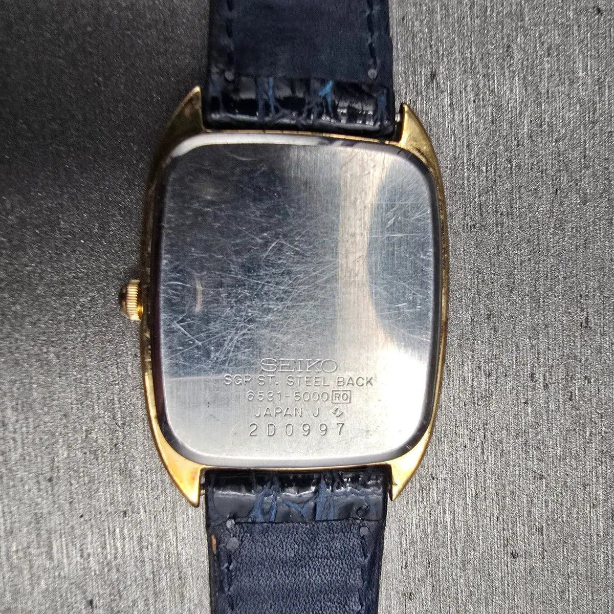Seiko Watch Men 28mm Gold Dial Gold Tone Rectangle 6531-5000 New Battery Vintage10