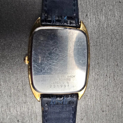 Seiko Watch Men 28mm Gold Dial Gold Tone Rectangle 6531-5000 New Battery Vintage10