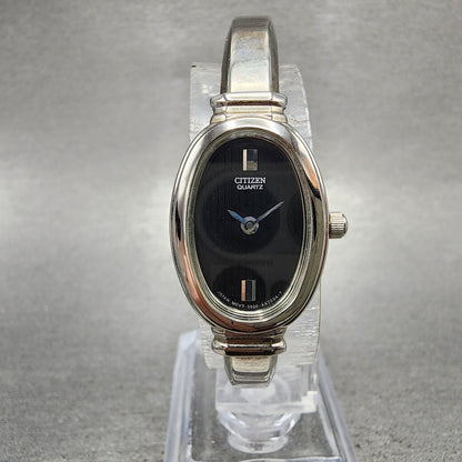 Citizen Watch Women 18mm Black Dial Silver Tone Oval 5920K15079 New Battery0