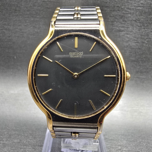 Seiko Watch Men 33mm Gray Dial Two Tone Round 5Y30-7019 New Battery Vintage0