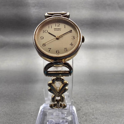 Seiko Watch Women 23mm Gold Dial Gold Tone Round 1421-8060 New Battery Vintage5