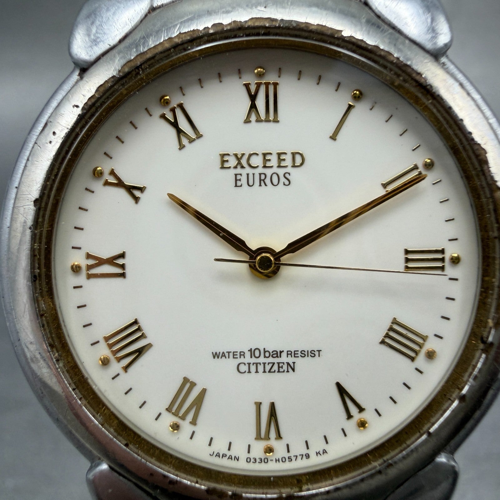 Citizen Exceed Euros Watch Men 33mm White Dial Two Tone 0330-H03558 New Battery1