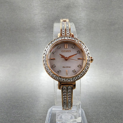 Citizen EcoDrive Silhouette Crystal Watch Women 25mm MOP Dial Rose Gold Tone5