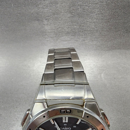 Casio Wave Ceptor Solar Watch Men 42mm Black Dial Analog Digital Steel Runs4
