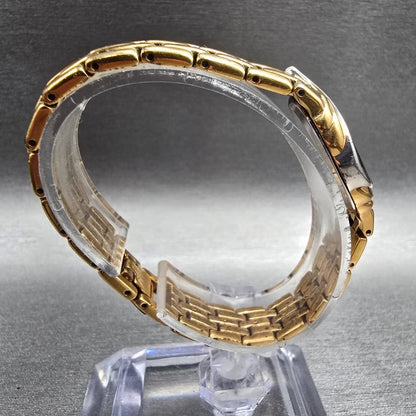 Seiko Half Moon Watch Women 14mm Black Dial Gold Diamonds 2E20-7309 New Battery8