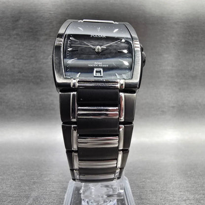 Seiko Pulsar Watch Men 30mm Black Dial Two Tone Date VJ32-X059 New Battery5