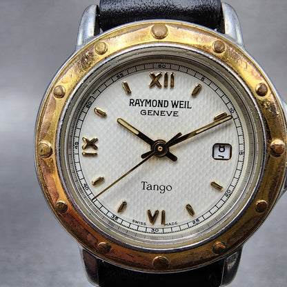 Raymond Weil Tango Watch Women 28mm White Dial Two Tone Date Round 5360 New Batt1
