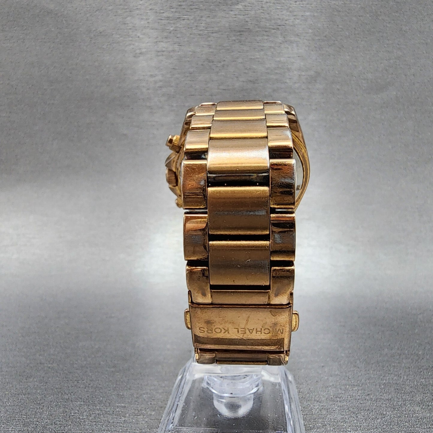 Michael Kors Blair Chronograph Watch Women 40mm Rose Dial Gold Tone Date New Bat7