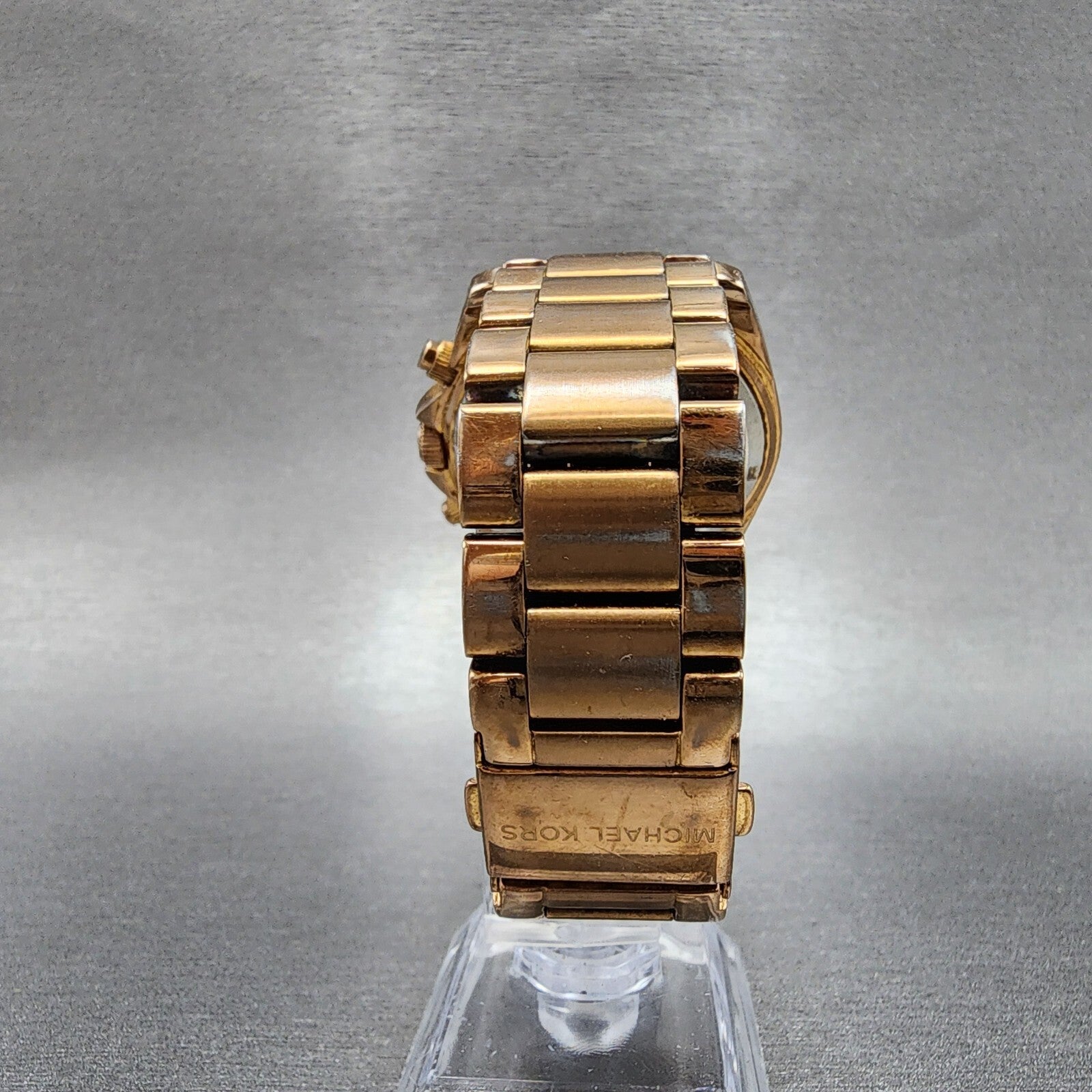 Michael Kors Blair Chronograph Watch Women 40mm Rose Dial Gold Tone Date New Bat7