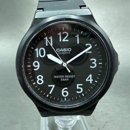 Casio Watch Men 43mm Black Dial Black Tone Round MW-240 New Batt Arabic Numerals0