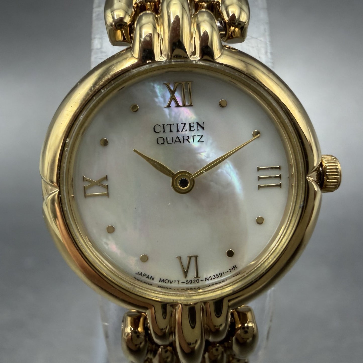 Citizen CQ Watch Women 20mm MOP Dial Gold Tone Round 5920-S49577 New Battery1