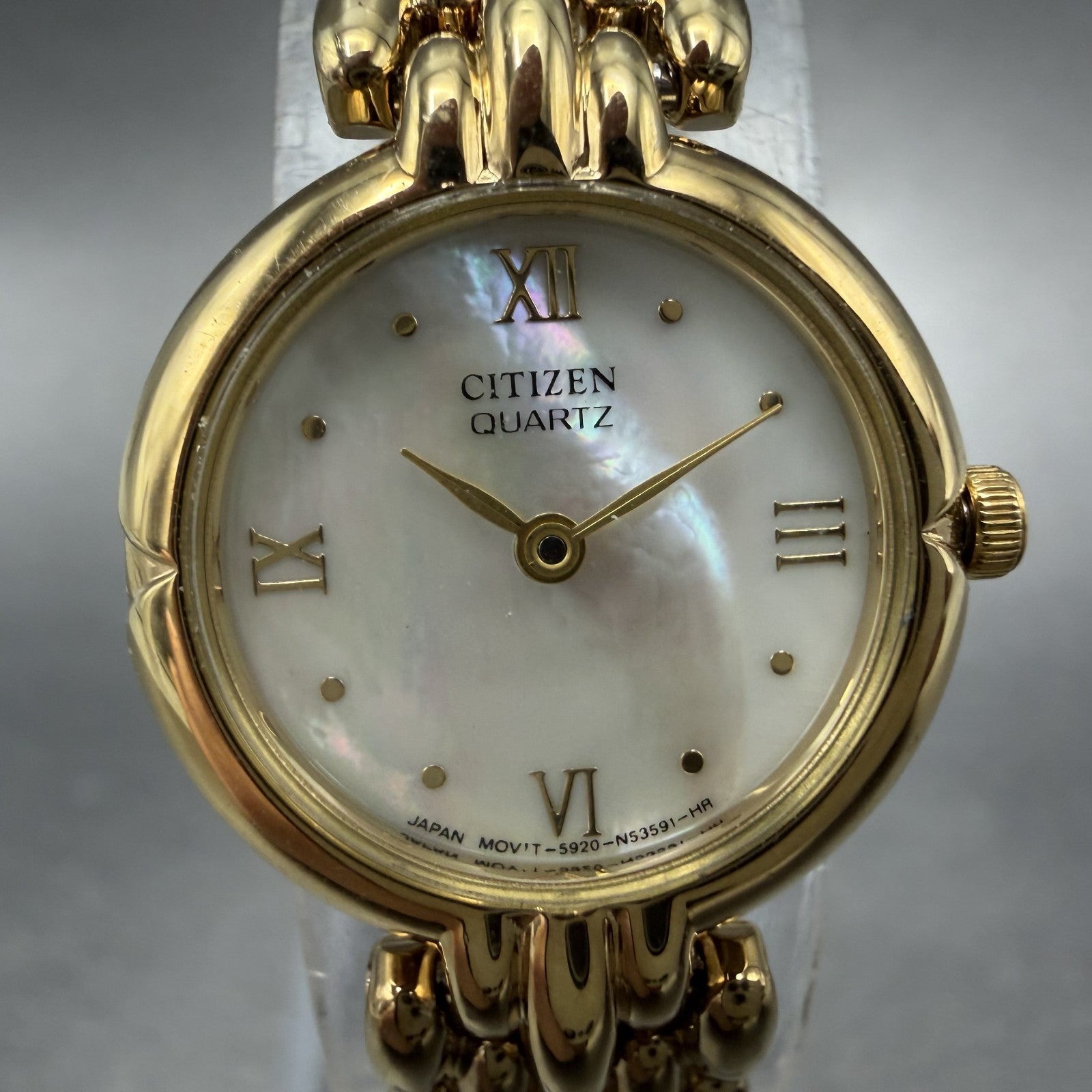Citizen CQ Watch Women 20mm MOP Dial Gold Tone Round 5920-S49577 New Battery1