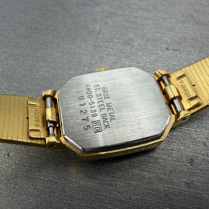 Seiko Watch Women 17mm Cream Dial Gold Tone Octagon 4N00-5139 New Batt Vintage9