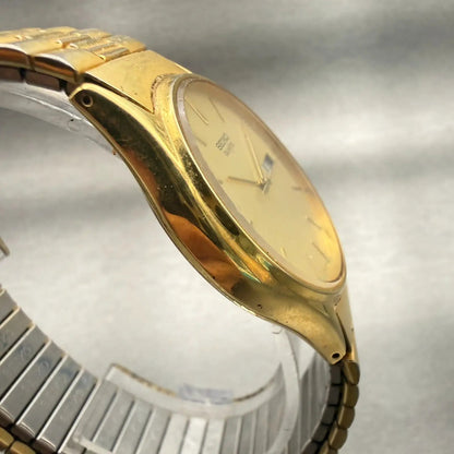 Seiko Watch Men 34mm Champagne Dial Gold Tone Daydate Round 5Y23-8039 New Batt3
