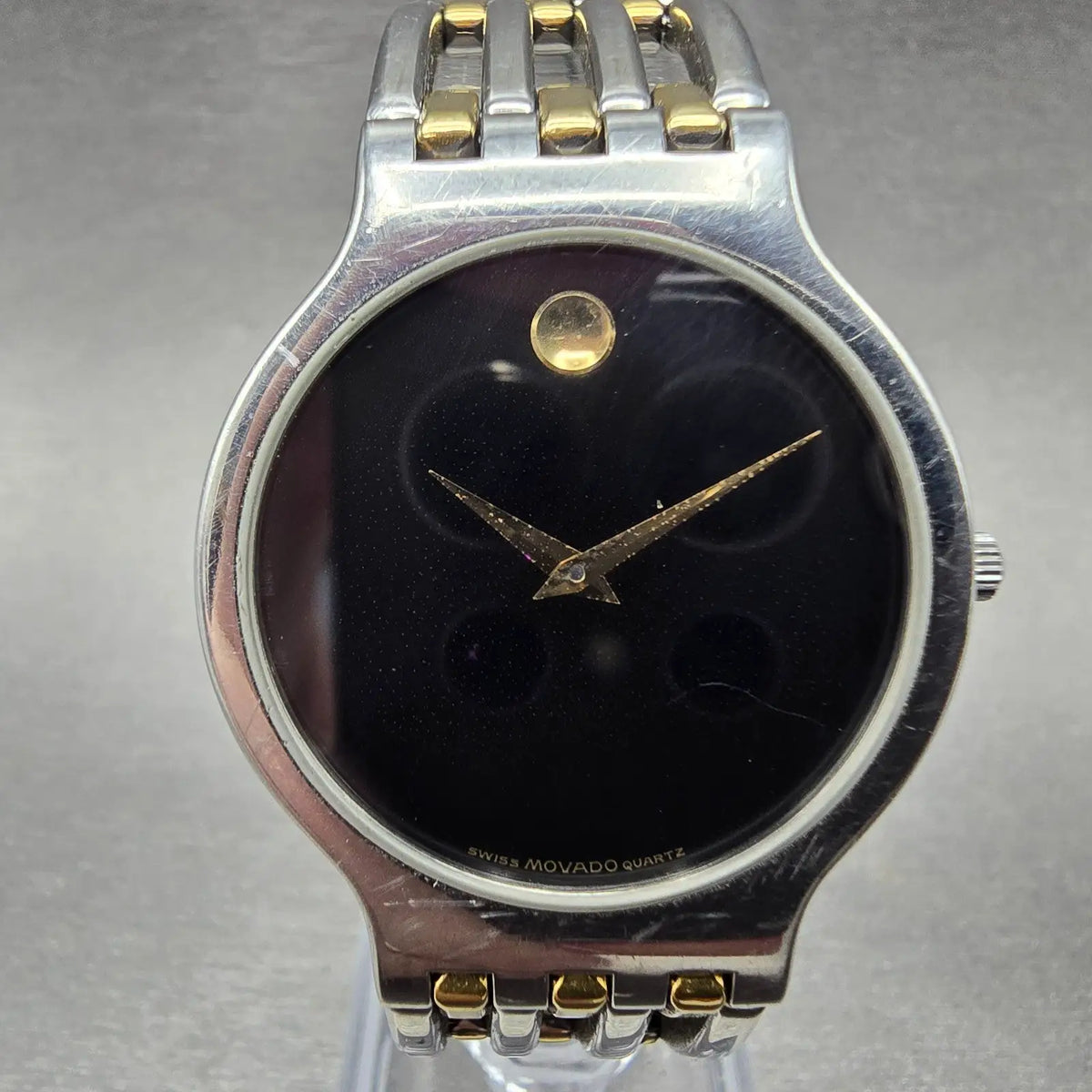 Movado Esperanza Watch Men 32mm Black Dial Two Tone 84-19-861 New Battery CH0