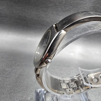 Bulova Watch Women 25mm Black Dial Silver Tone Round Bangle 96L18 New Battery 892