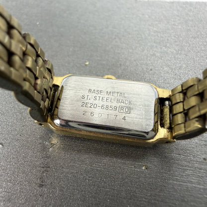 Seiko Tank Watch Women 13mm Silver Tone Gold Tone Rectangle 2e20-6859 NewBatt FG9