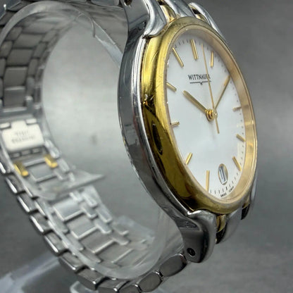 Wittnauer Watch Men 33mm White Dial Two Tone Date Round 12B04 PARTS Vintage4