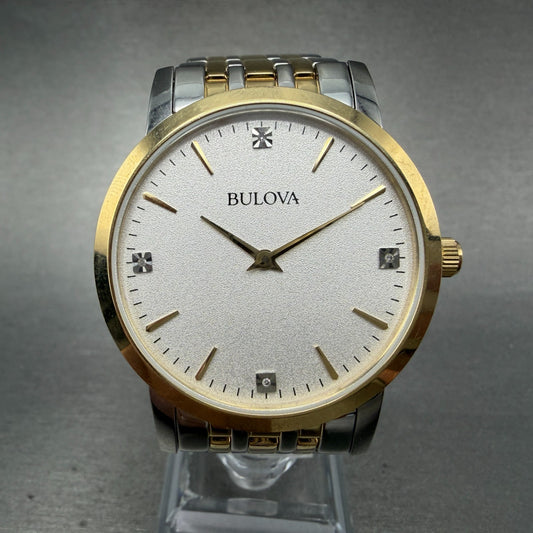 Bulova Watch Men 38mm Silver Dial Two Tone Round 98D114 New Battery Bracelet0